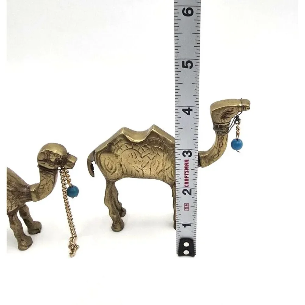 3 Camel, donkey caravan, brass bronze mini animal